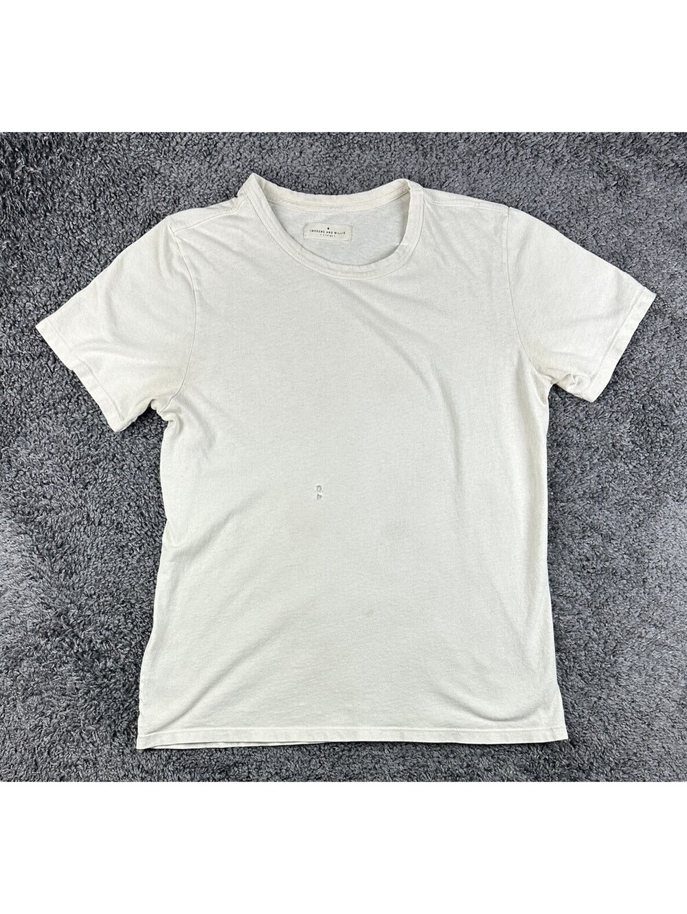 Imogene + Willie Mens XL Off-White Cotton Short Sleeve T-Shirt Tee Made in USA